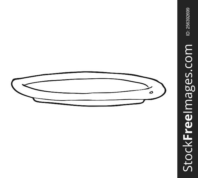 Black And White Cartoon Empty Plate