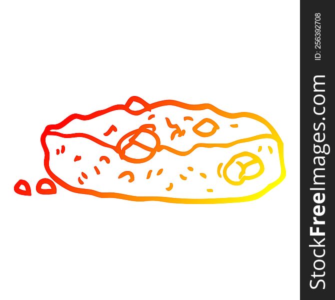 warm gradient line drawing of a cartoon choclate chip cookie