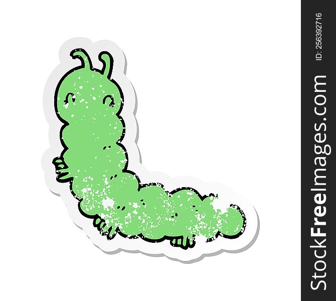 distressed sticker of a cartoon caterpillar