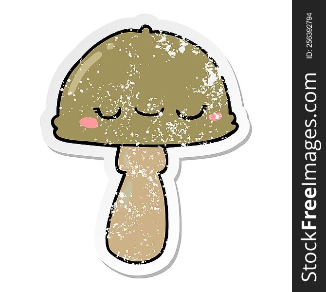 Distressed Sticker Of A Cartoon Mushroom