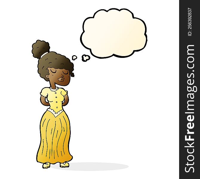 Cartoon Pretty Victorian Woman With Thought Bubble