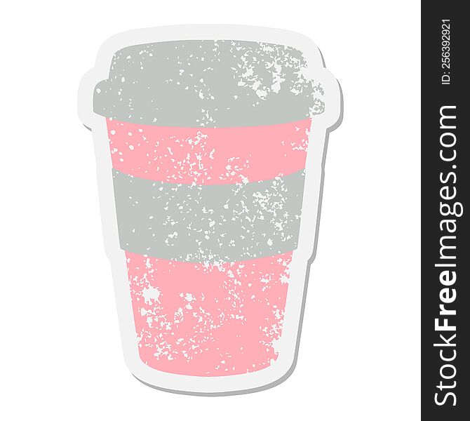 take out coffee cup grunge sticker