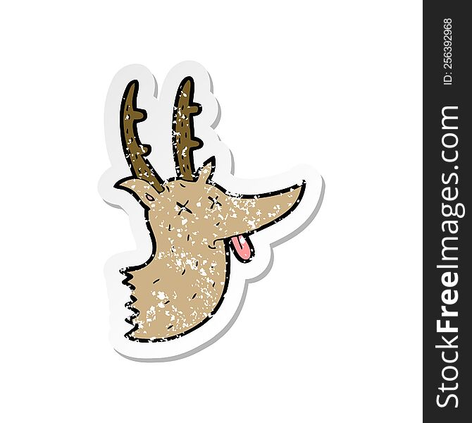 retro distressed sticker of a cartoon deer head