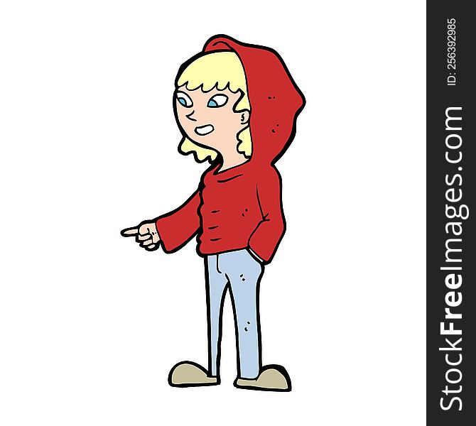 Cartoon Pointing Teenager