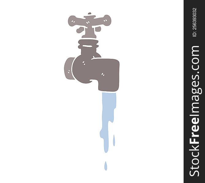 flat color illustration cartoon dripping faucet