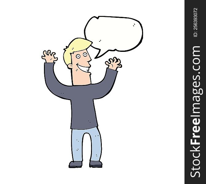 Cartoon Excited Man With Speech Bubble