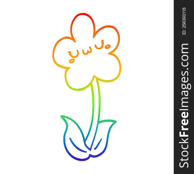 rainbow gradient line drawing of a cartoon flower