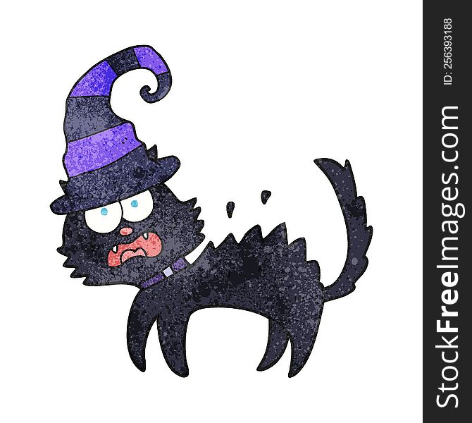 textured cartoon scared black cat