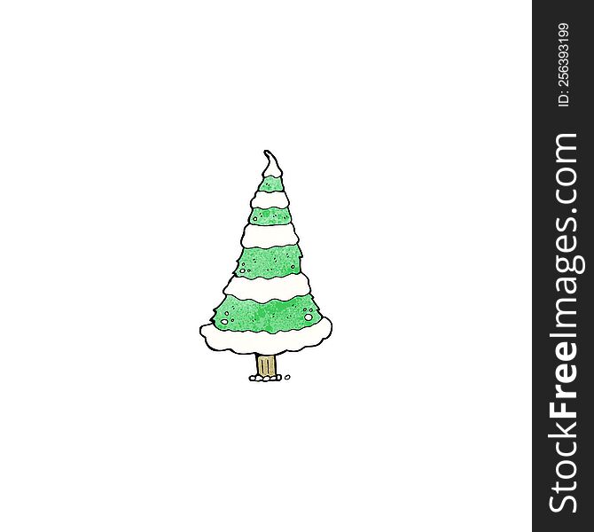 cartoon snowy christmas tree
