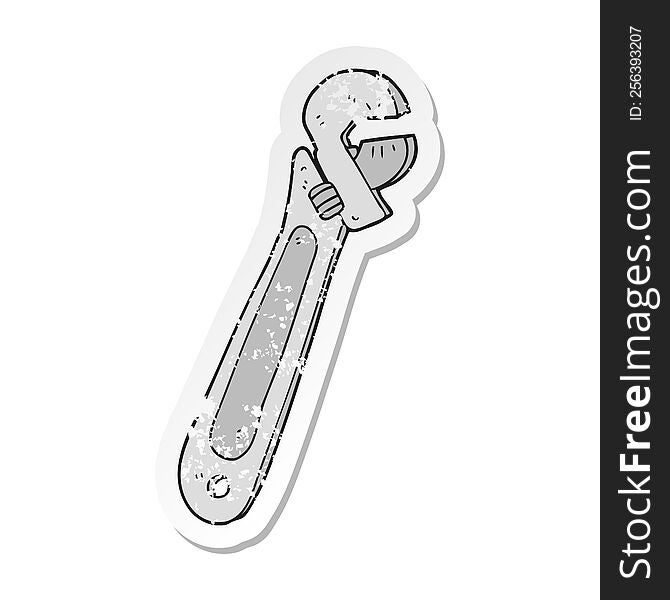 retro distressed sticker of a cartoon adjustable spanner