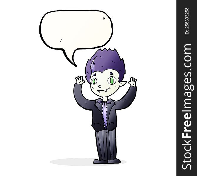 Cartoon Vampire Boy With Speech Bubble