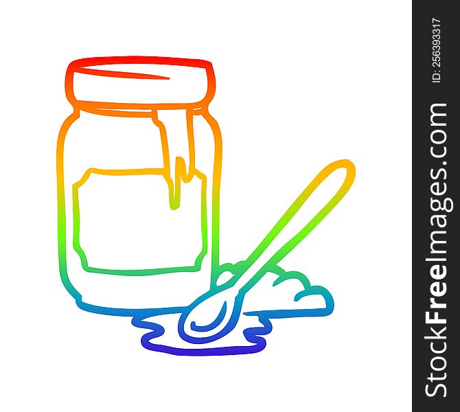 rainbow gradient line drawing of a jar of honey