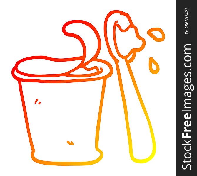 warm gradient line drawing of a cartoon yogurt