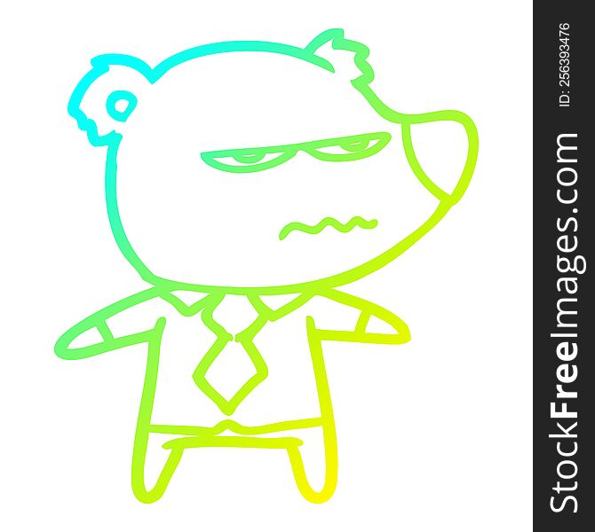Cold Gradient Line Drawing Cartoon Angry Boss Bear