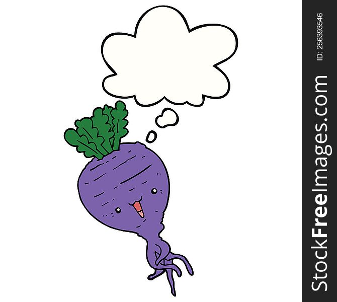 Cartoon Turnip And Thought Bubble