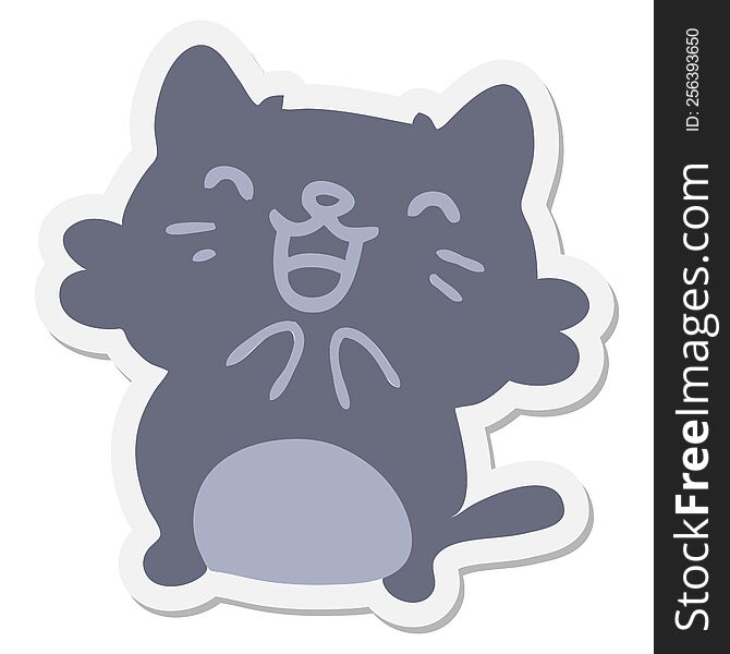 happy cartoon cat drooling sticker