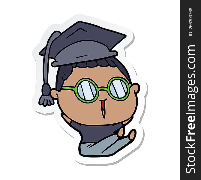 Sticker Of A Cartoon Graduate Wearing Spectacles