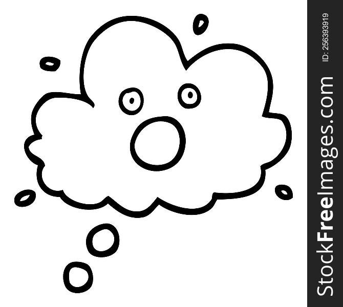 black and white cartoon screaming thought cloud