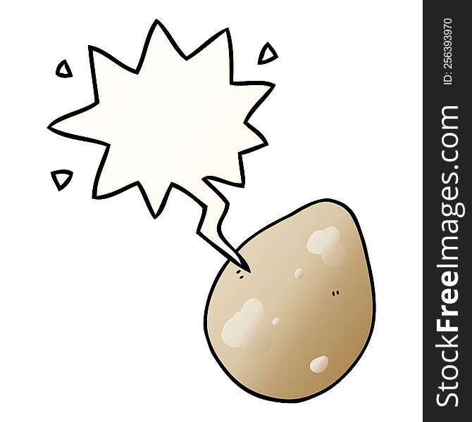 cartoon egg with speech bubble in smooth gradient style