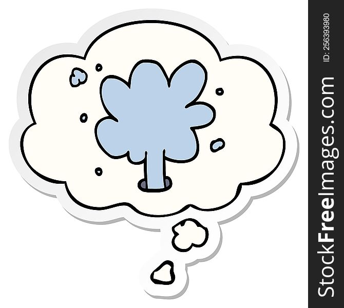 cartoon spouting water with thought bubble as a printed sticker