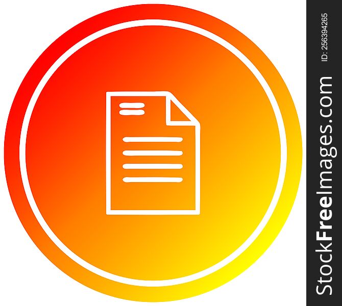 official document circular icon with warm gradient finish. official document circular icon with warm gradient finish