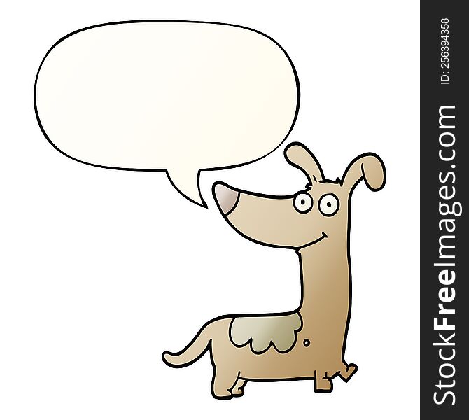 Cartoon Dog And Speech Bubble In Smooth Gradient Style