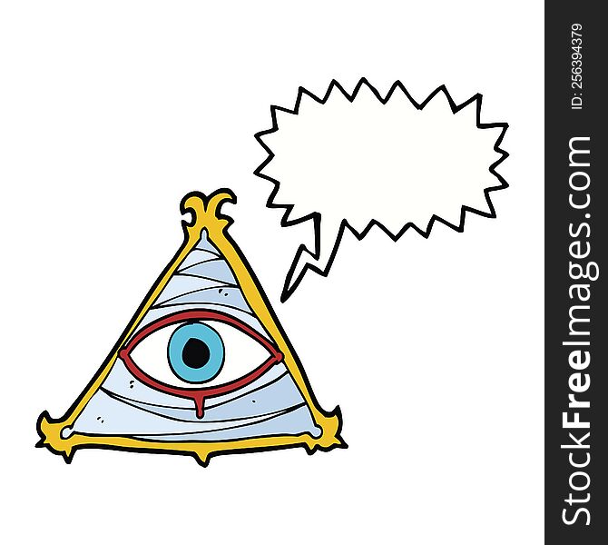 Cartoon Mystic Eye Symbol With Speech Bubble