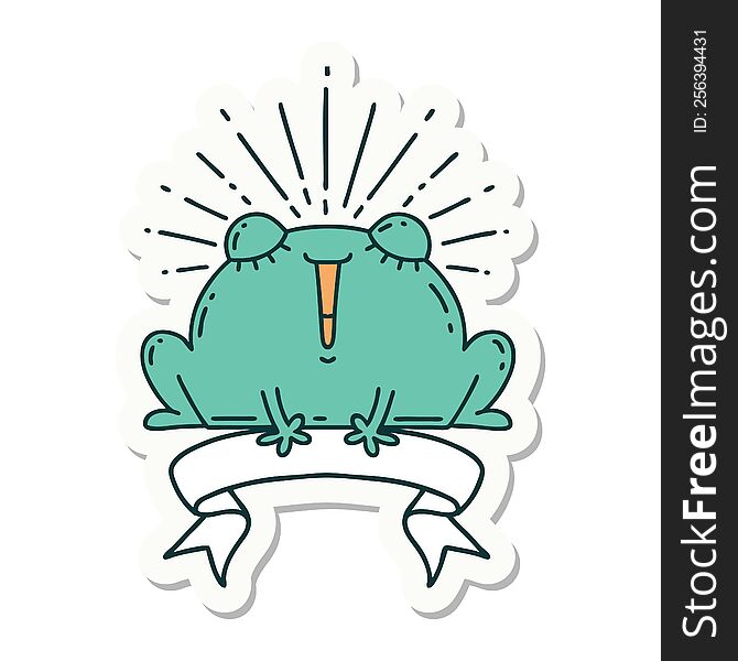 sticker of tattoo style happy frog