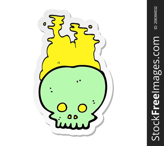 Sticker Of A Cartoon Steaming Skull