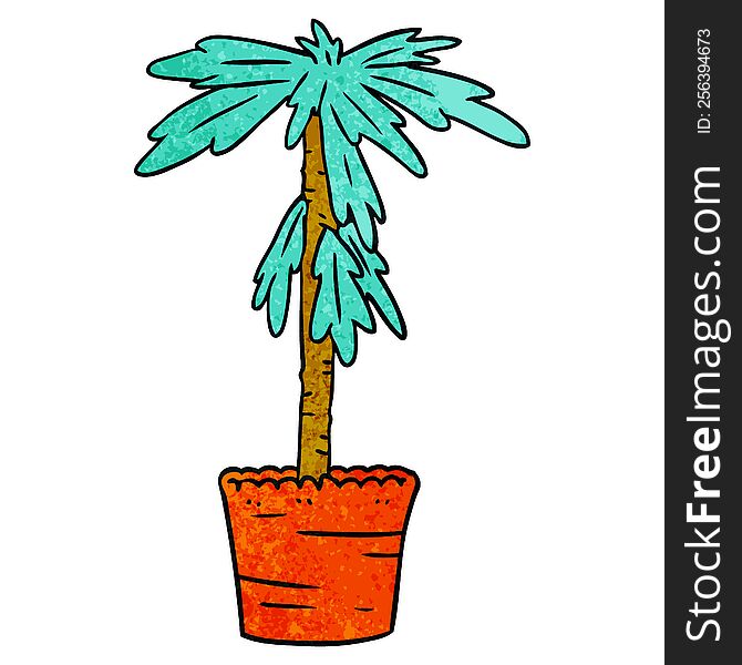 hand drawn textured cartoon doodle of a house plant