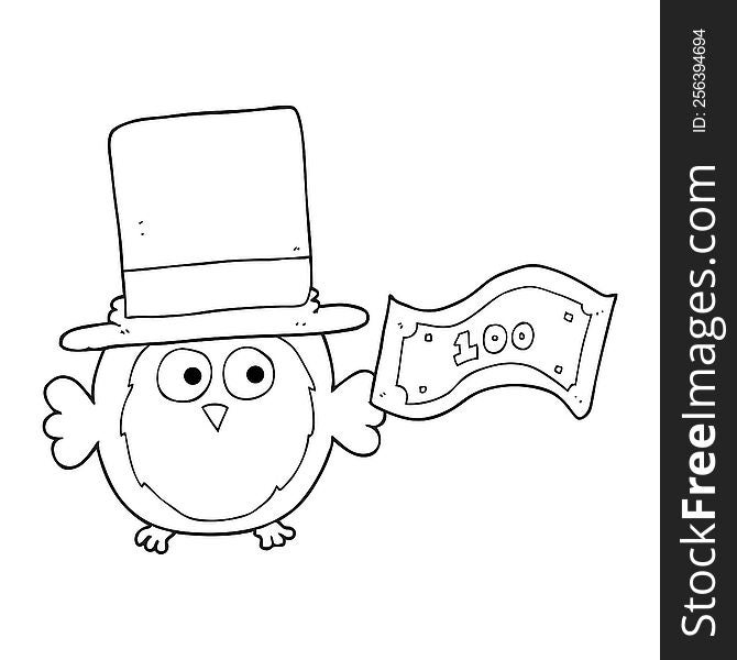 black and white cartoon rich owl