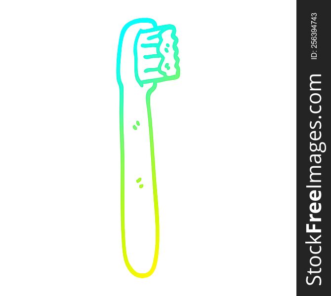 Cold Gradient Line Drawing Cartoon Tooth Brush