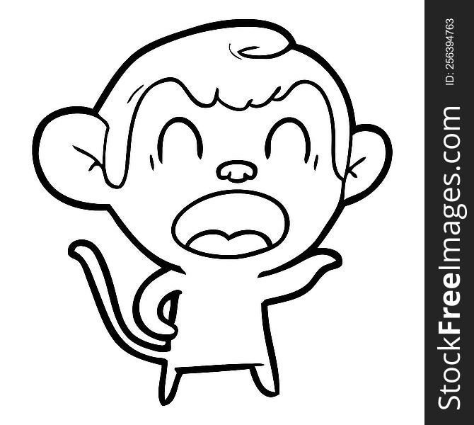 shouting cartoon monkey pointing. shouting cartoon monkey pointing
