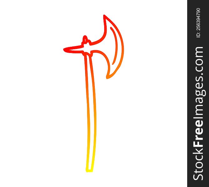 Warm Gradient Line Drawing Cartoon Axe