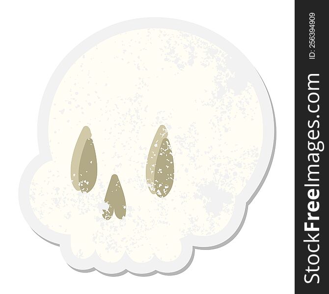 Cartoon Spooky Skull Grunge Sticker