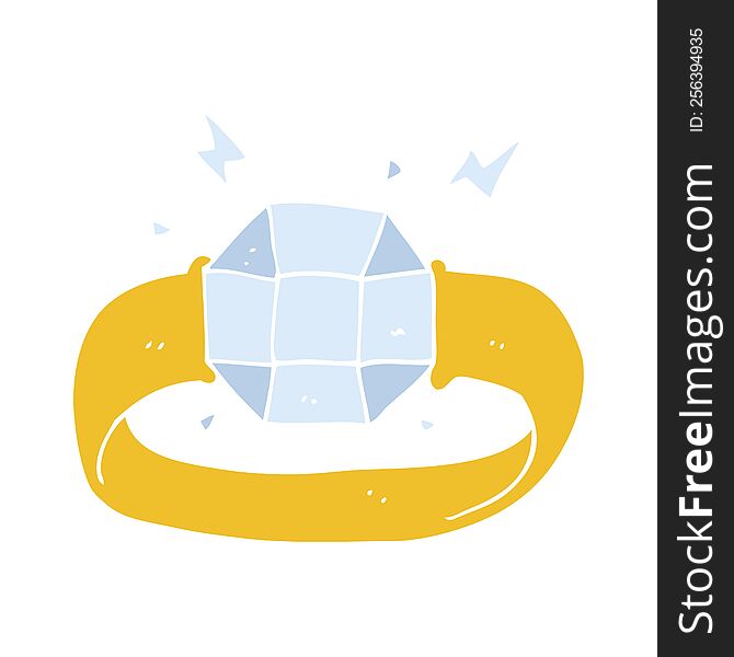 flat color illustration of a cartoon ring with huge gem