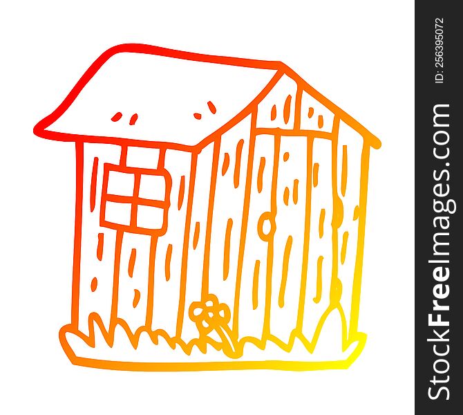 Warm Gradient Line Drawing Cartoon Wood Shed