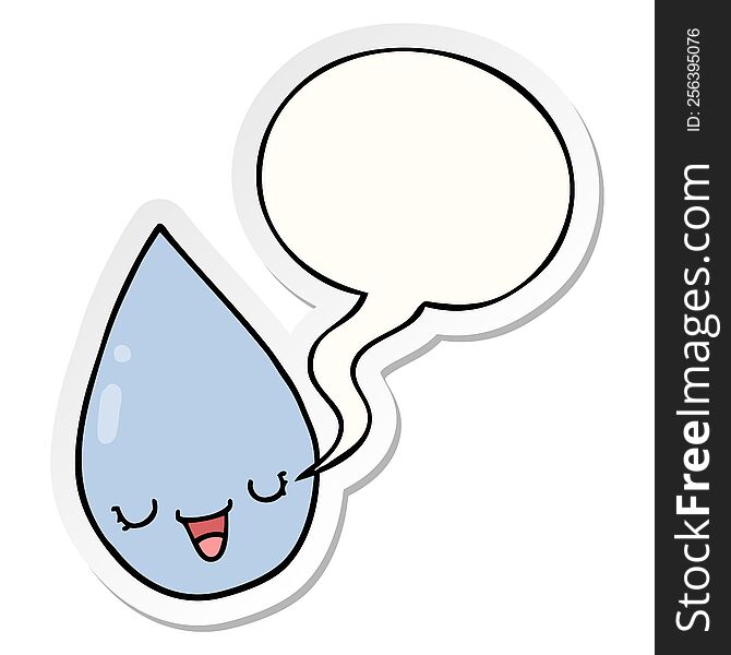 cartoon raindrop with speech bubble sticker. cartoon raindrop with speech bubble sticker