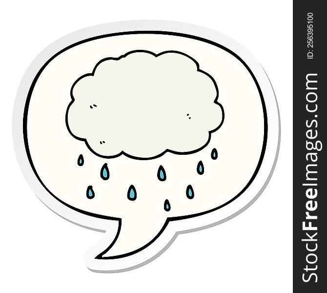 Cartoon Rain Cloud And Speech Bubble Sticker