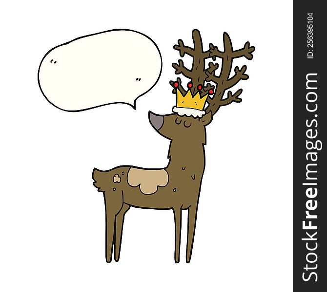freehand drawn speech bubble cartoon stag king