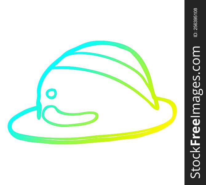 cold gradient line drawing of a cartoon bowler hat