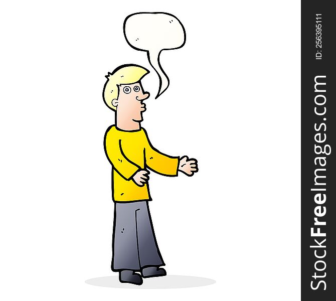 Cartoon Curious Man With Speech Bubble