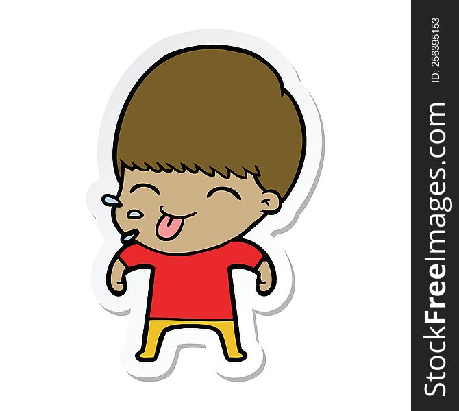 Sticker Of A Funny Cartoon Boy