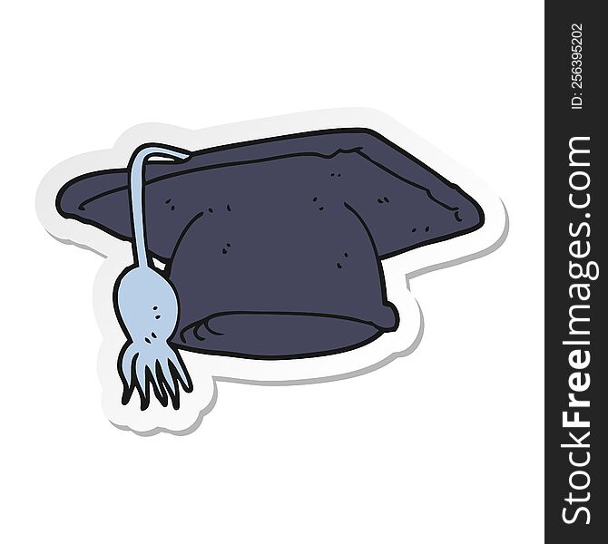 Sticker Of A Cartoon Graduation Cap