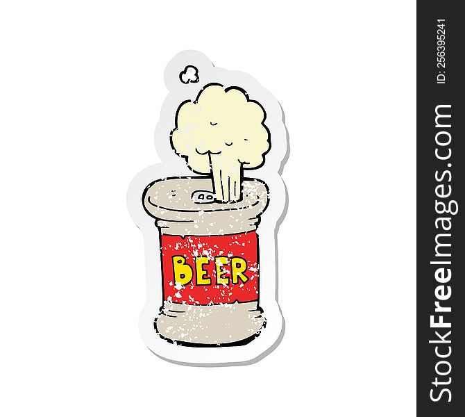 retro distressed sticker of a cartoon beer can