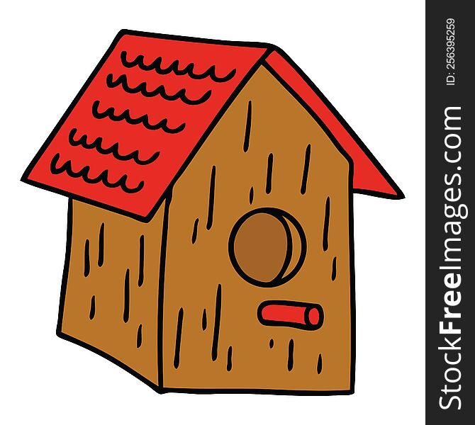 hand drawn cartoon doodle of a wooden bird house