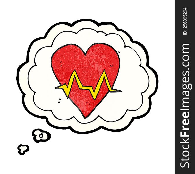 Thought Bubble Textured Cartoon Heart Rate Pulse Symbol