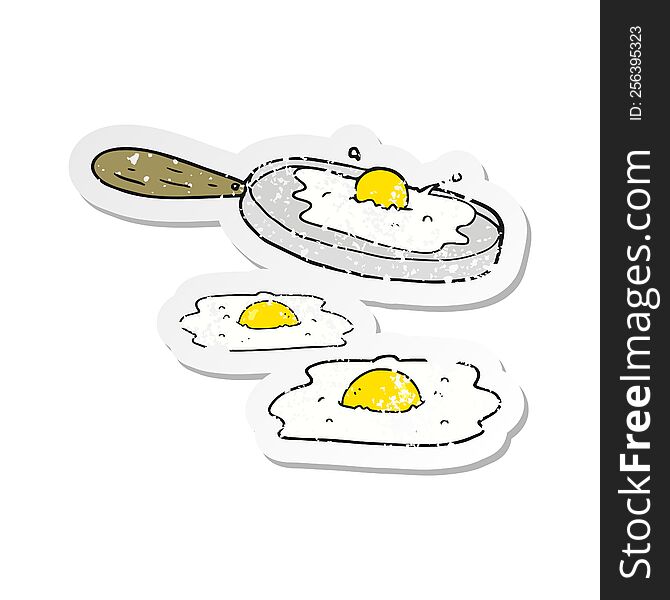 retro distressed sticker of a cartoon fried eggs