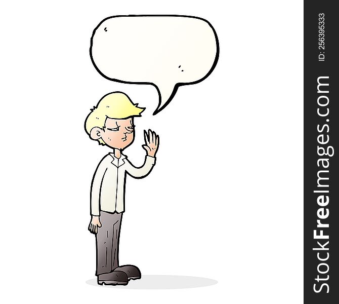 Cartoon Arrogant Boy With Speech Bubble