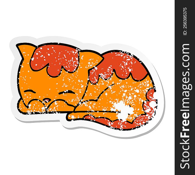 distressed sticker of a cartoon cat sleeping
